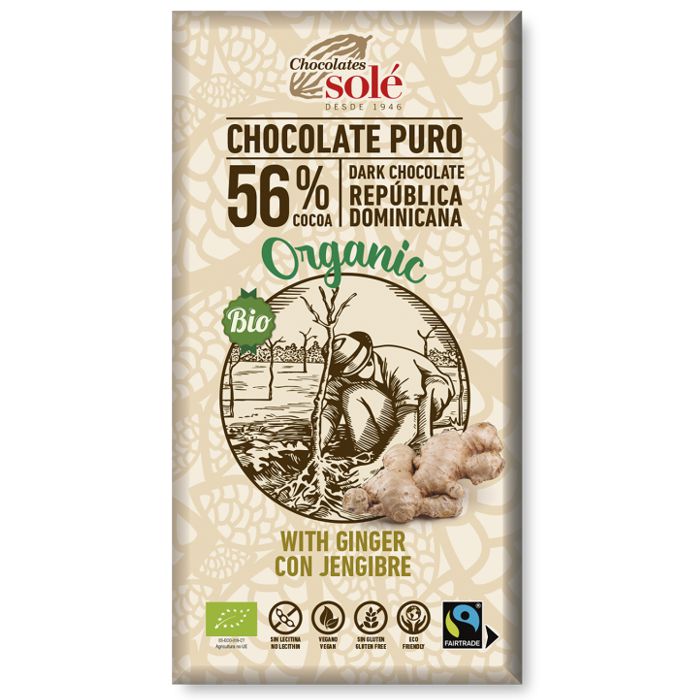 Xocolata negra amb jengibre 100g SOLÉ