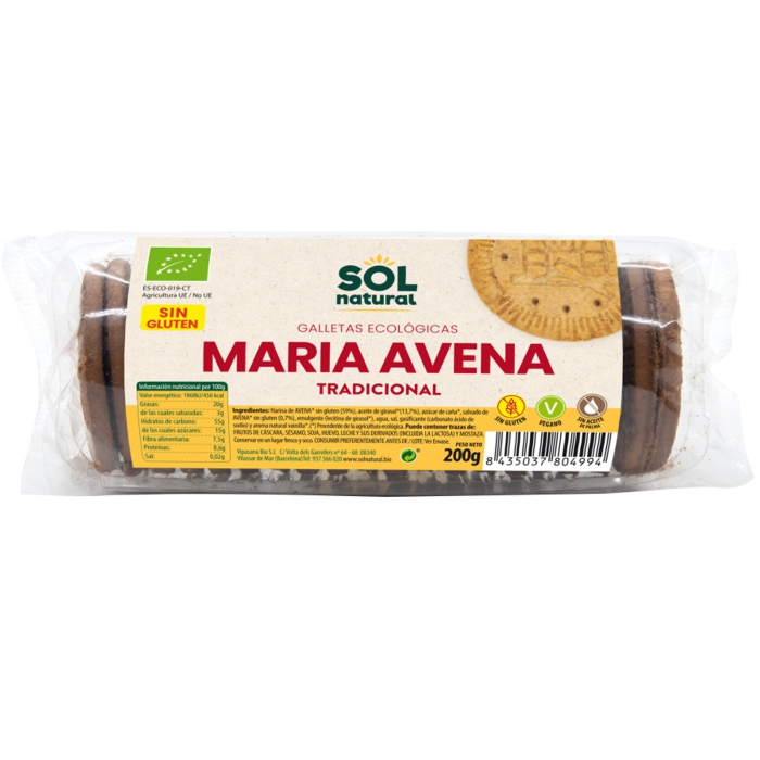 Galetes Maria CIVADA s/gluten 200g SOL NATURAL