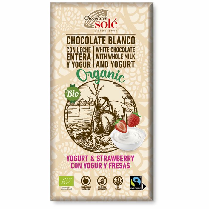 Xocolata blanca iogurt-maduixes 100g SOLÉ